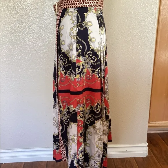 NEW ZARA Scarf Print Midi Skirt