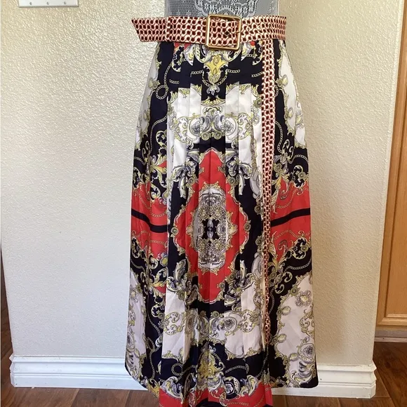 NEW ZARA Scarf Print Midi Skirt