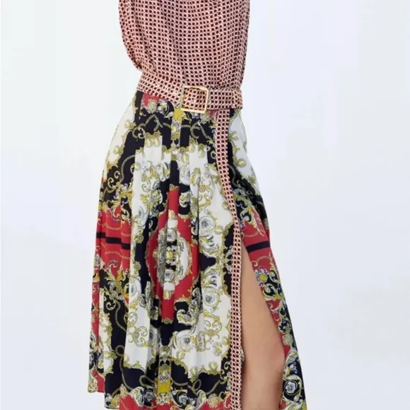 NEW ZARA Scarf Print Midi Skirt