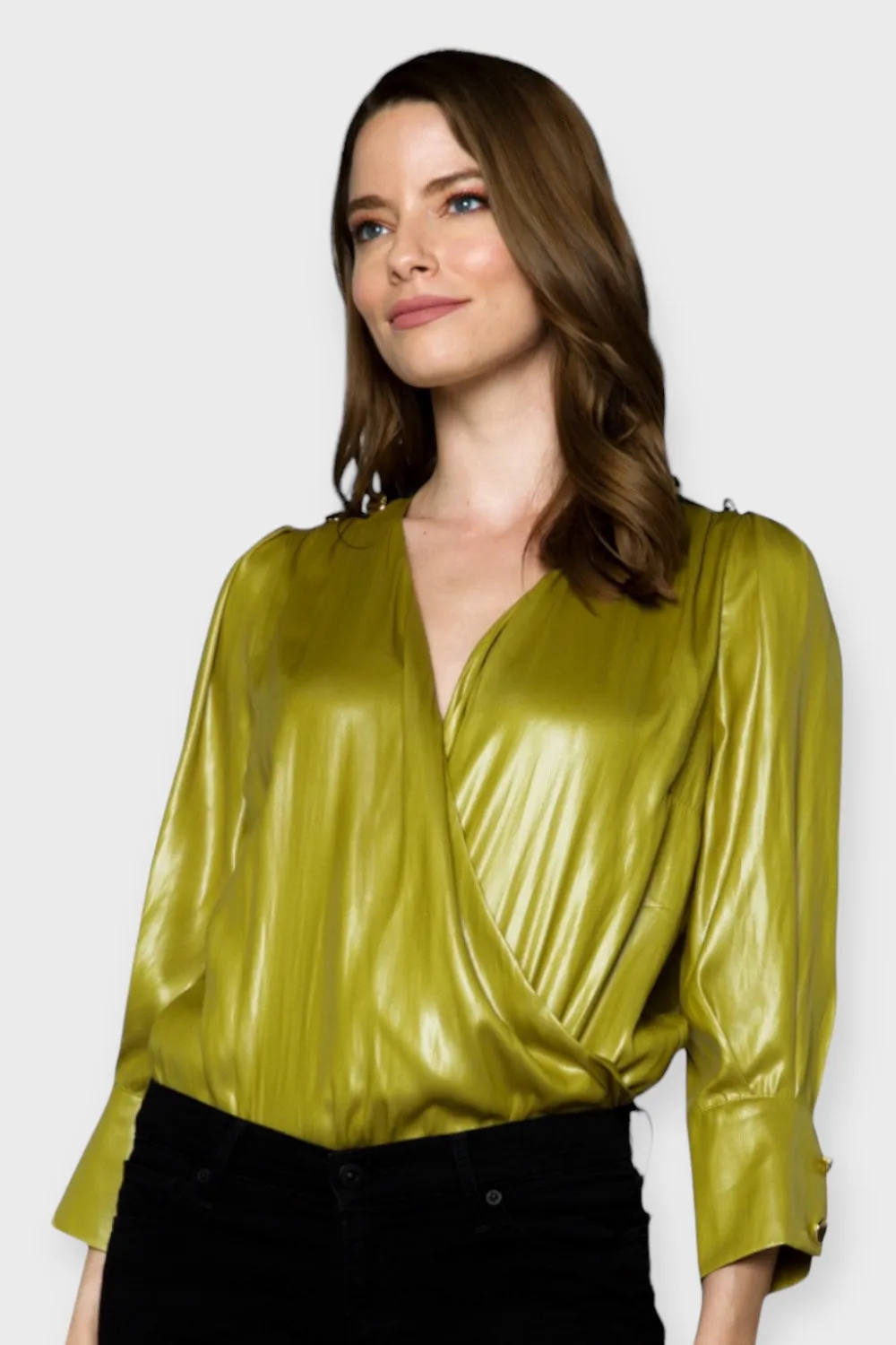 Nicia Golden Green Wrap Bodysuit