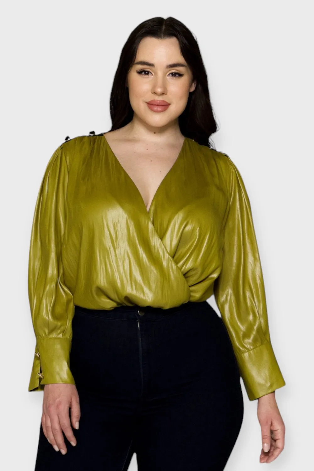 Nicia Golden Green Wrap Bodysuit