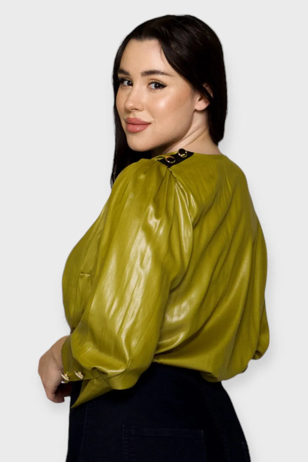 Nicia Golden Green Wrap Bodysuit