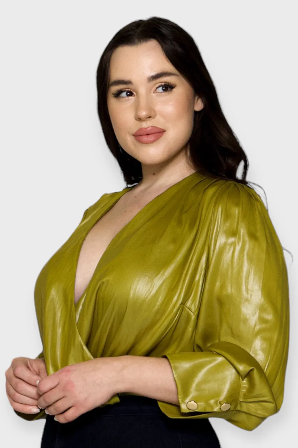 Nicia Golden Green Wrap Bodysuit