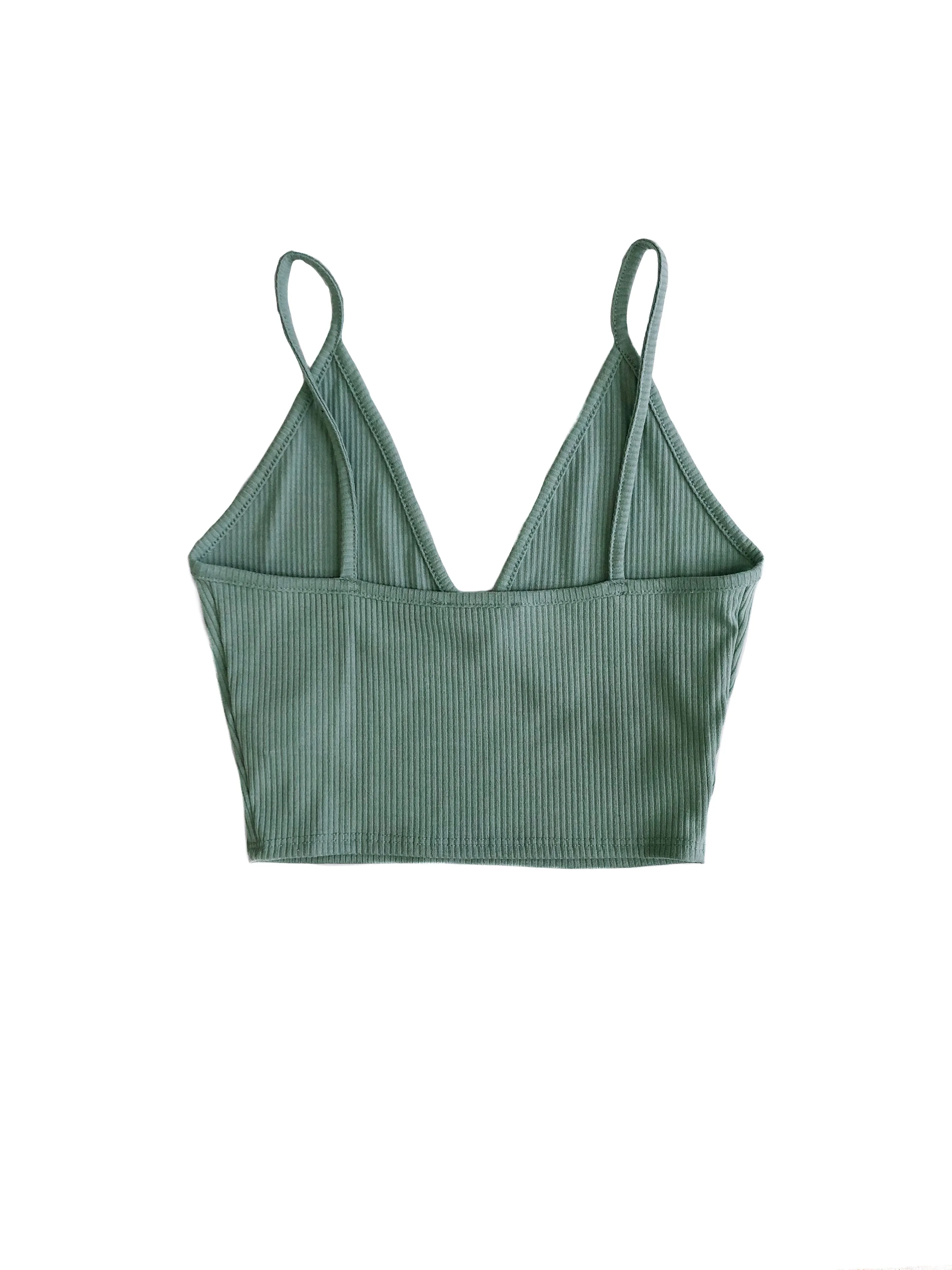 Noelle Overlap Cami Crop Top - Sage