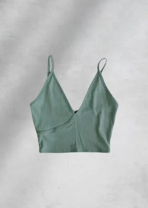 Noelle Overlap Cami Crop Top - Sage