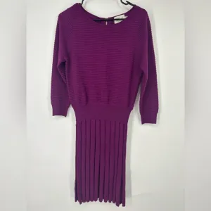 NWOT Eliza J Fit and Flare Sweater Knit Pleated Dress Purple Small