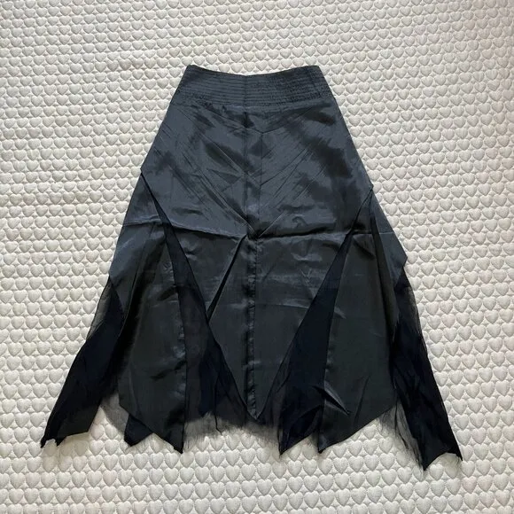 NWOT Marc Jacobs Women Silk Pleated A-line Skirt Size 6 Black Knee Length