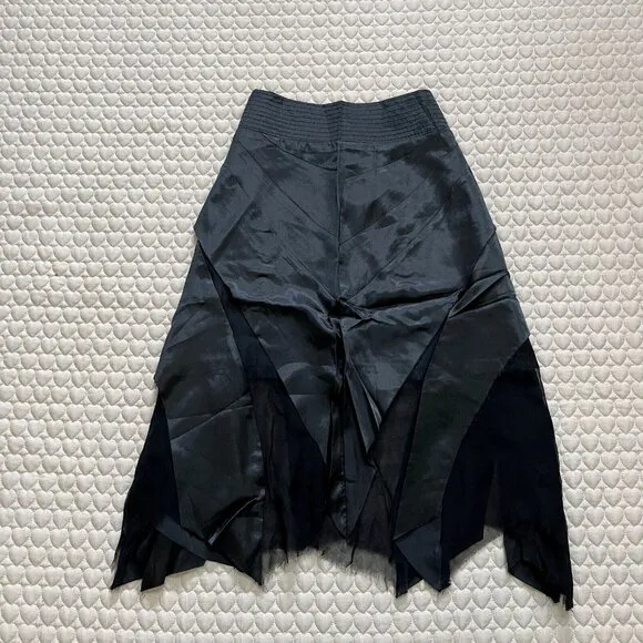 NWOT Marc Jacobs Women Silk Pleated A-line Skirt Size 6 Black Knee Length