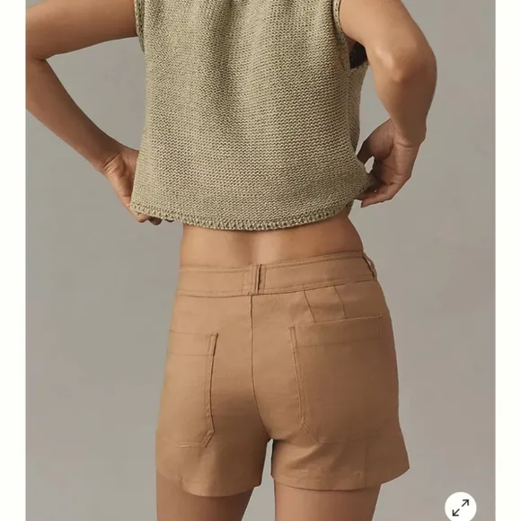 NWT Anthropologie - The Ettie Shorts by Maeve: Pitched Linen Edition Khaki