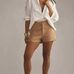 NWT Anthropologie - The Ettie Shorts by Maeve: Pitched Linen Edition Khaki