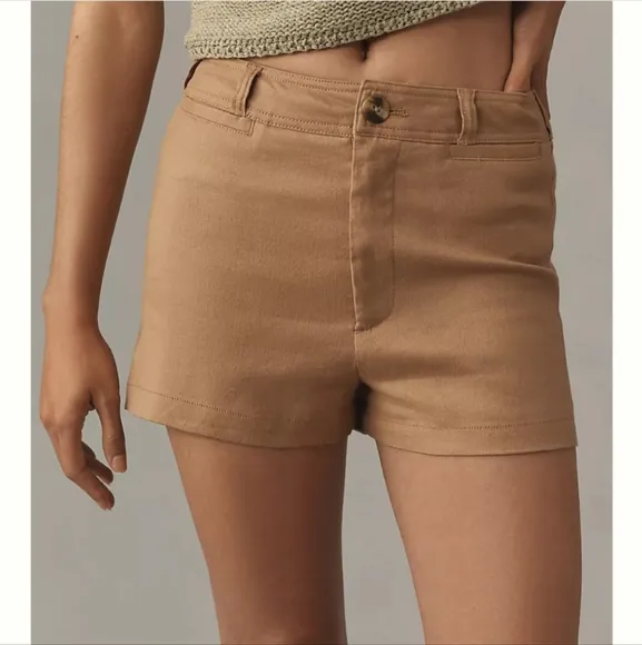 NWT Anthropologie - The Ettie Shorts by Maeve: Pitched Linen Edition Khaki