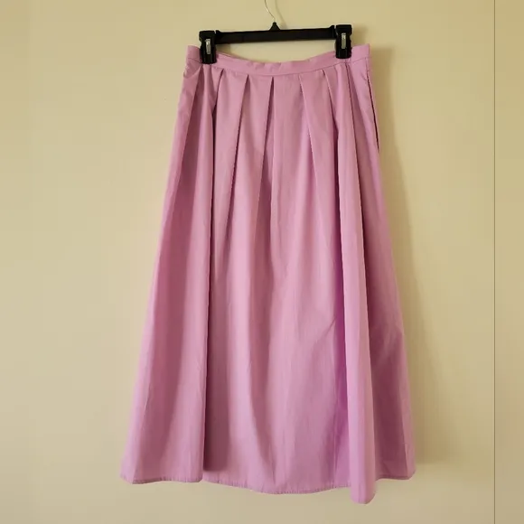 NWT Banana Republic Factory Poplin Pleated Midi Skirt in Pink Lavender