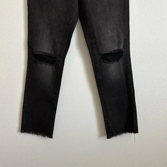 NWT Blank NYC Black High-Rise Crop Distressed Raw Hem Jeans Size 24