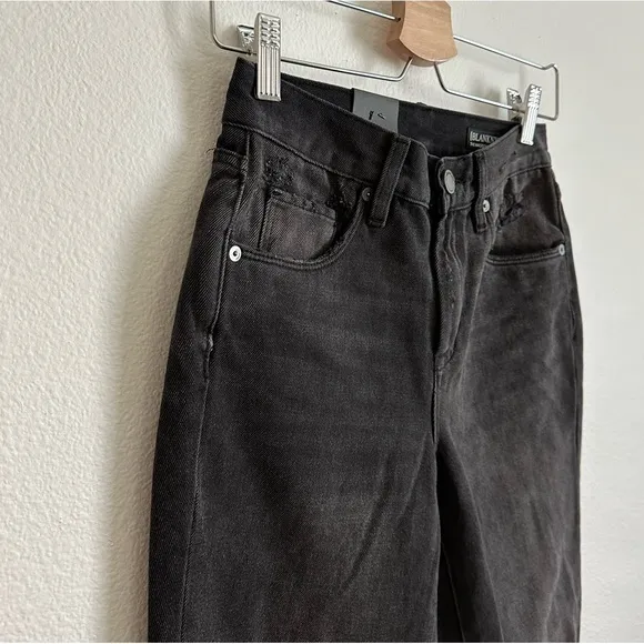 NWT Blank NYC Black High-Rise Crop Distressed Raw Hem Jeans Size 24