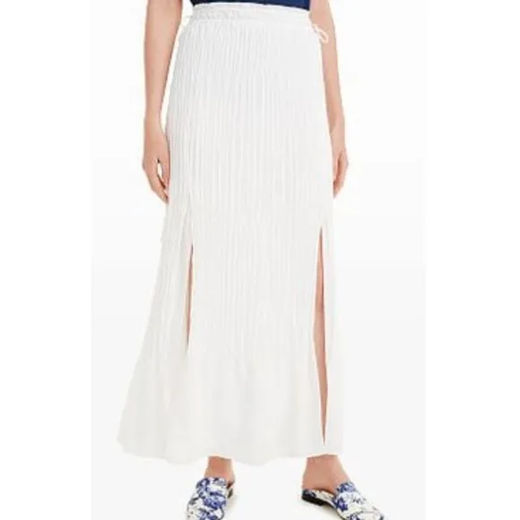 NWT Club Monaco Pleated White Maxi Skirt