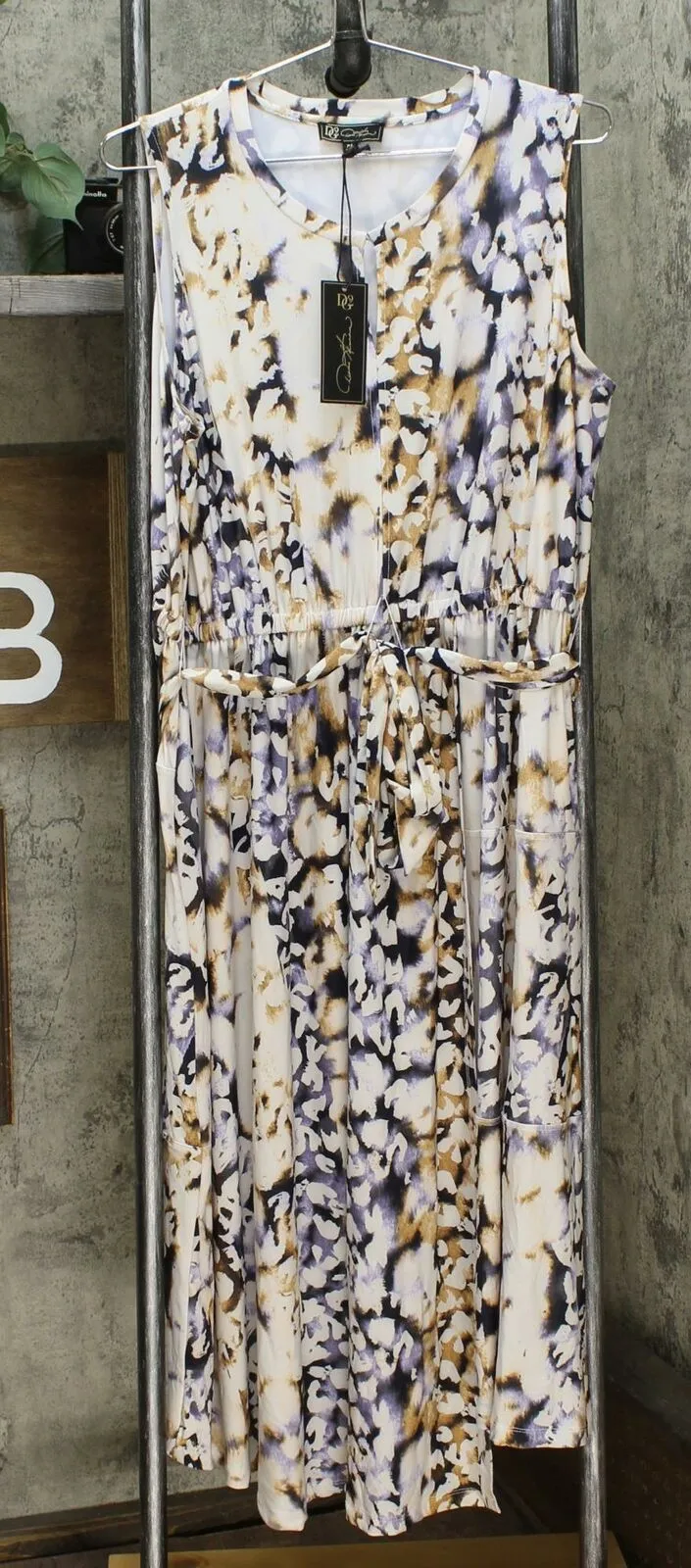 NWT DG2 By Diane Gilman Womens Belted Faux Wrap Dress With Tie. 667632 X-Large