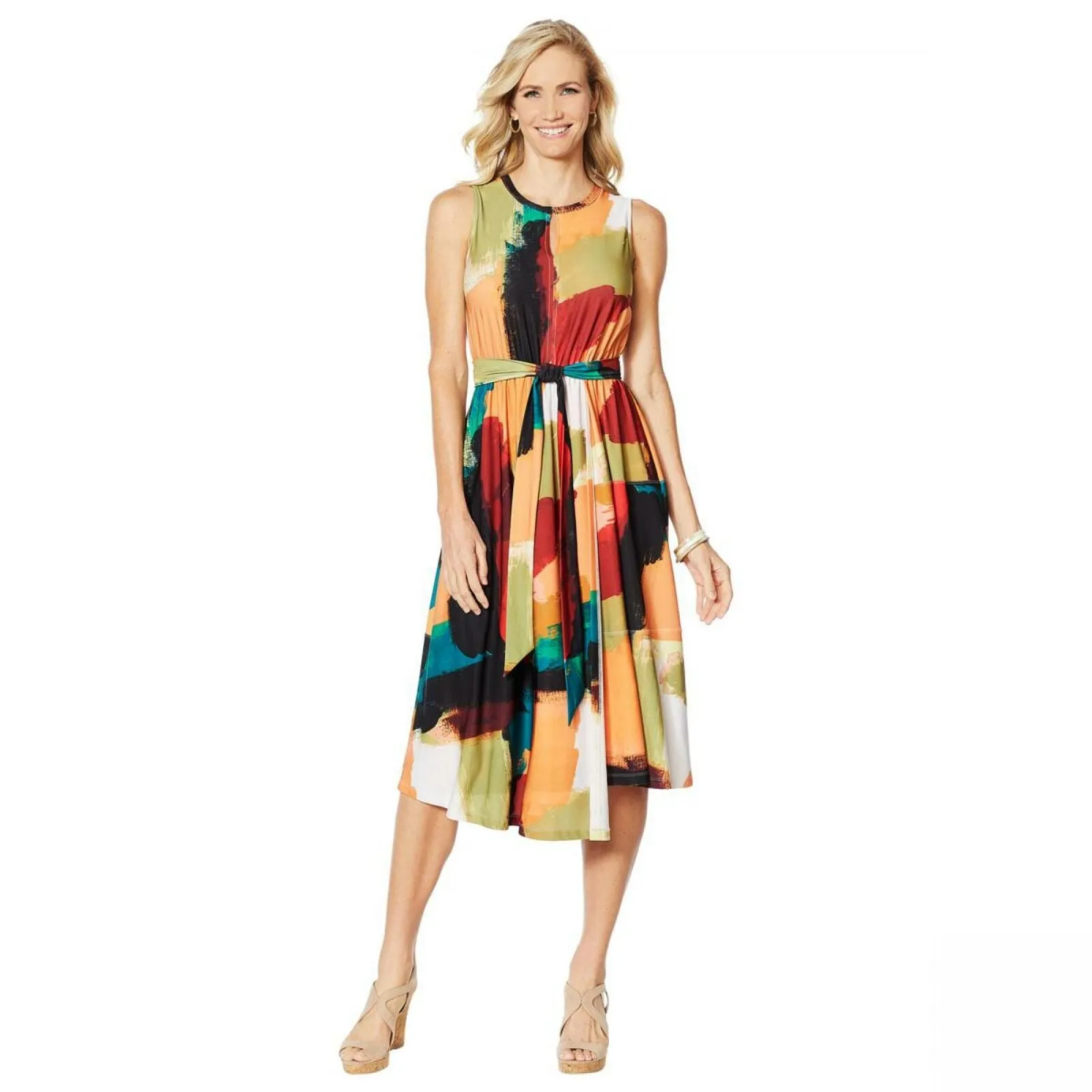 NWT DG2 By Diane Gilman Womens Belted Faux Wrap Dress With Tie. 667632 X-Large