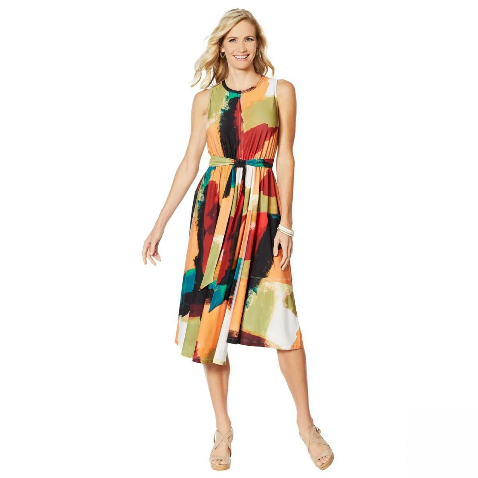 NWT DG2 By Diane Gilman Womens Belted Faux Wrap Dress With Tie. 667632 X-Large