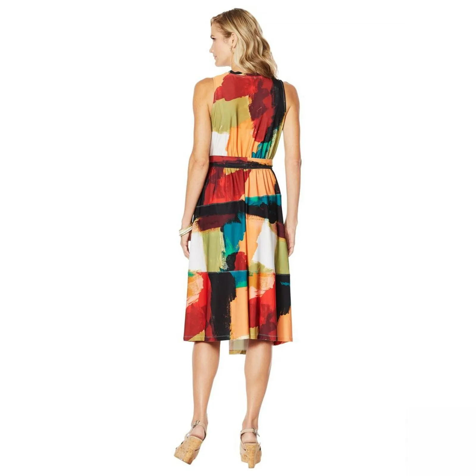 NWT DG2 By Diane Gilman Womens Belted Faux Wrap Dress With Tie. 667632 X-Large