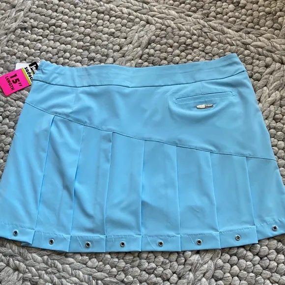 NWT  jamie saddock pleated light blue athletic skort