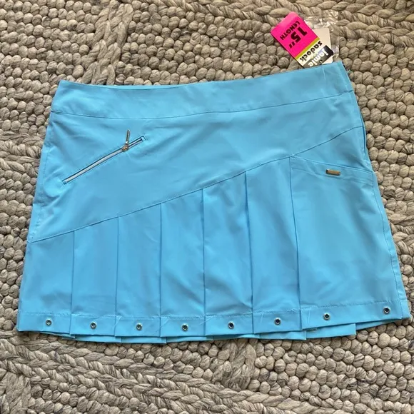 NWT  jamie saddock pleated light blue athletic skort