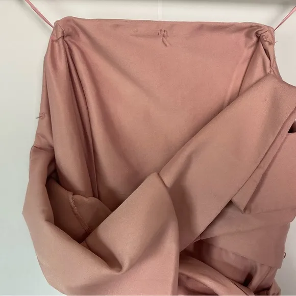 NWT KEEPSAKE The Label Pink Rose Strapless Pleated Tea Length Dress with Bodice