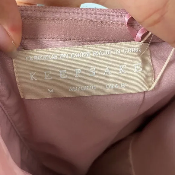 NWT KEEPSAKE The Label Pink Rose Strapless Pleated Tea Length Dress with Bodice