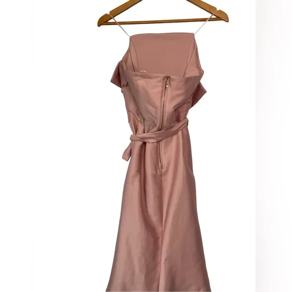 NWT KEEPSAKE The Label Pink Rose Strapless Pleated Tea Length Dress with Bodice