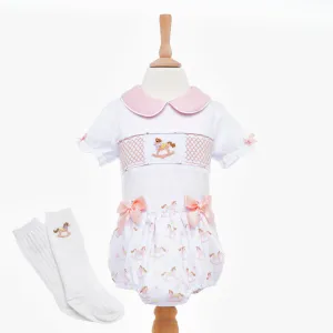 Ocean Baby Girls Rocking Horse Smocked Buster Suit Set (3M-4Yrs)