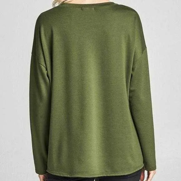 Olive Bull Print Top