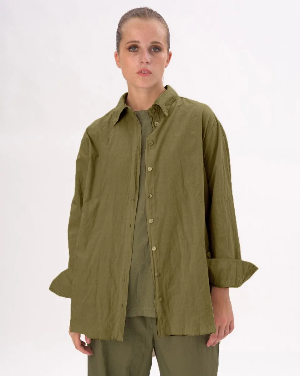 Organic Cotton Crinkled Long Sleeve Shirt