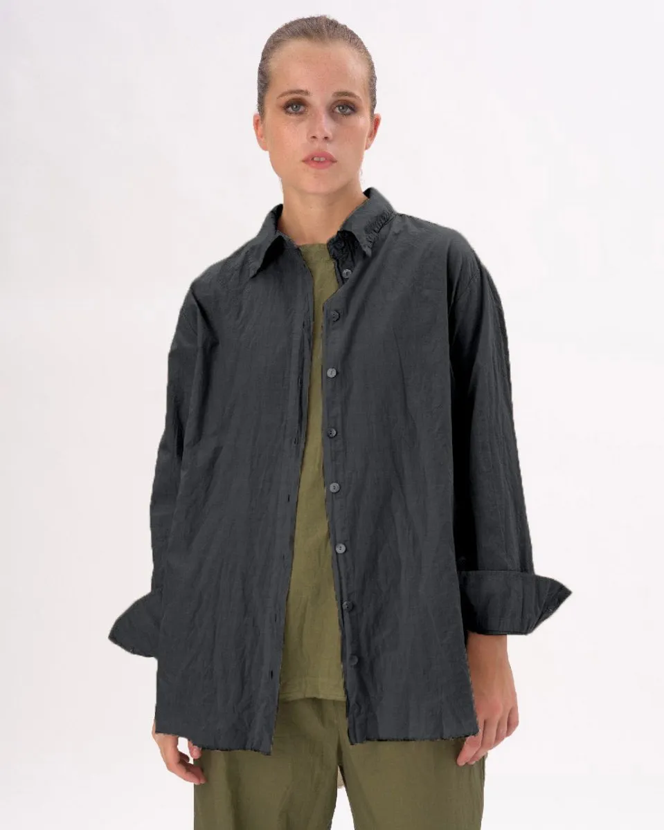 Organic Cotton Crinkled Long Sleeve Shirt