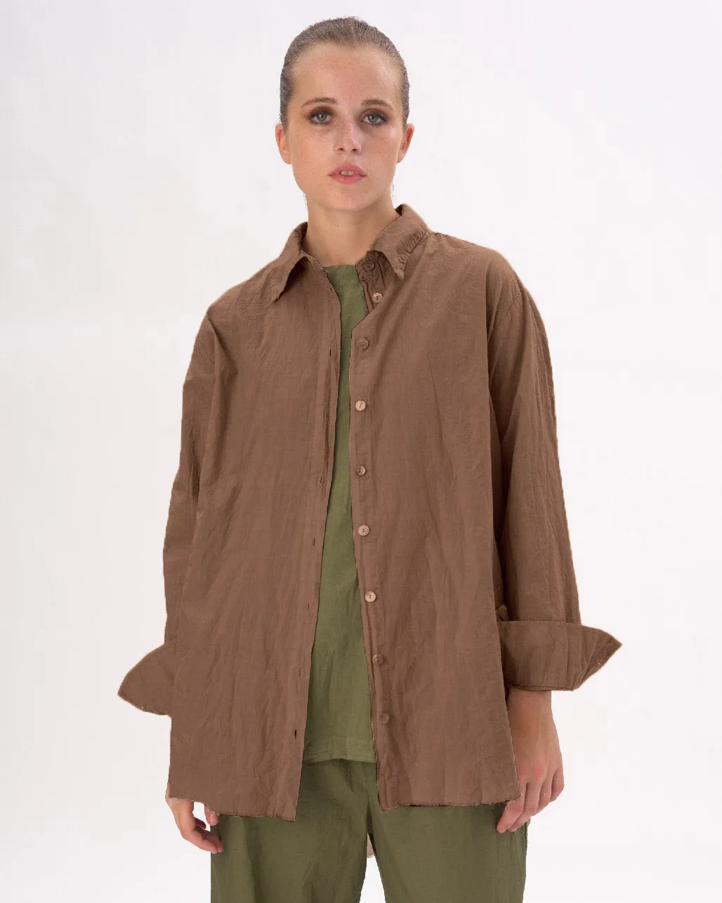 Organic Cotton Crinkled Long Sleeve Shirt