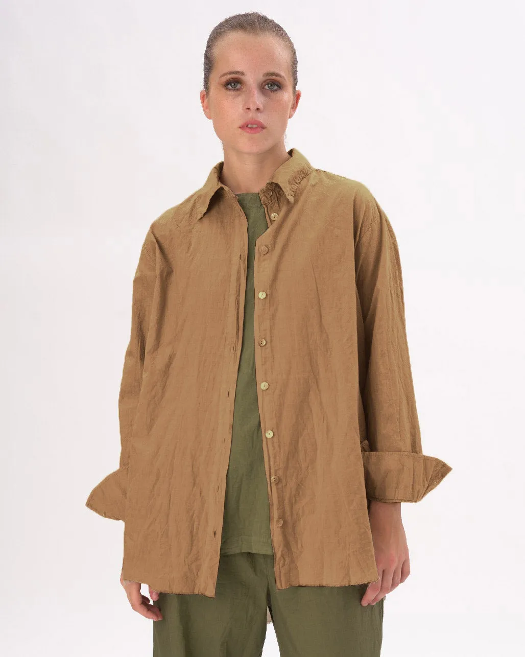 Organic Cotton Crinkled Long Sleeve Shirt