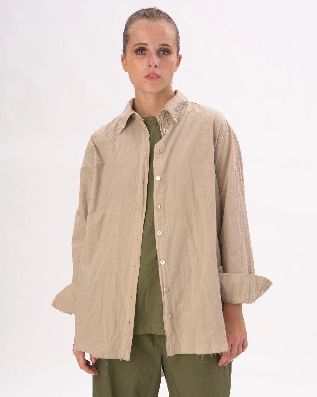 Organic Cotton Crinkled Long Sleeve Shirt