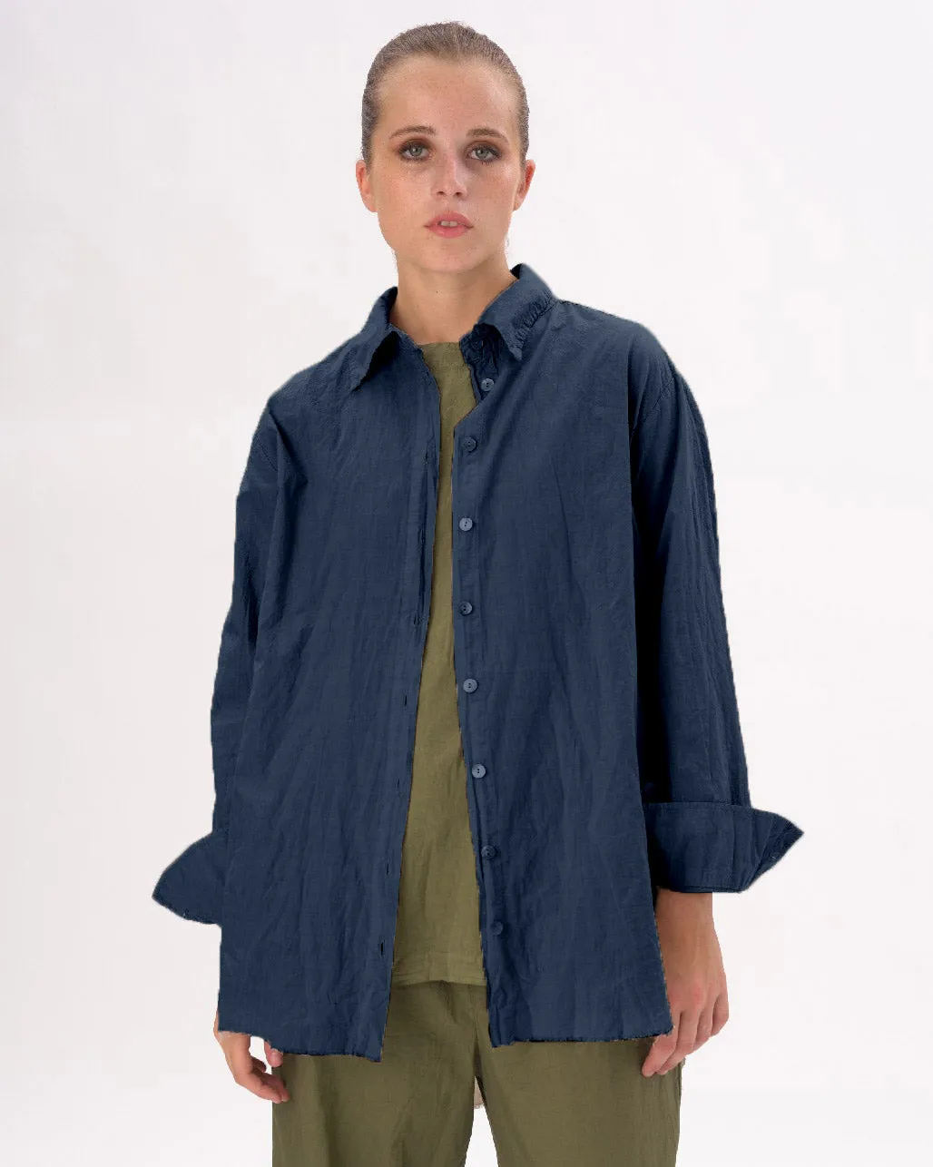 Organic Cotton Crinkled Long Sleeve Shirt