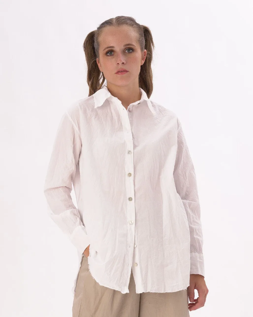 Organic Cotton Crinkled Long Sleeve Shirt