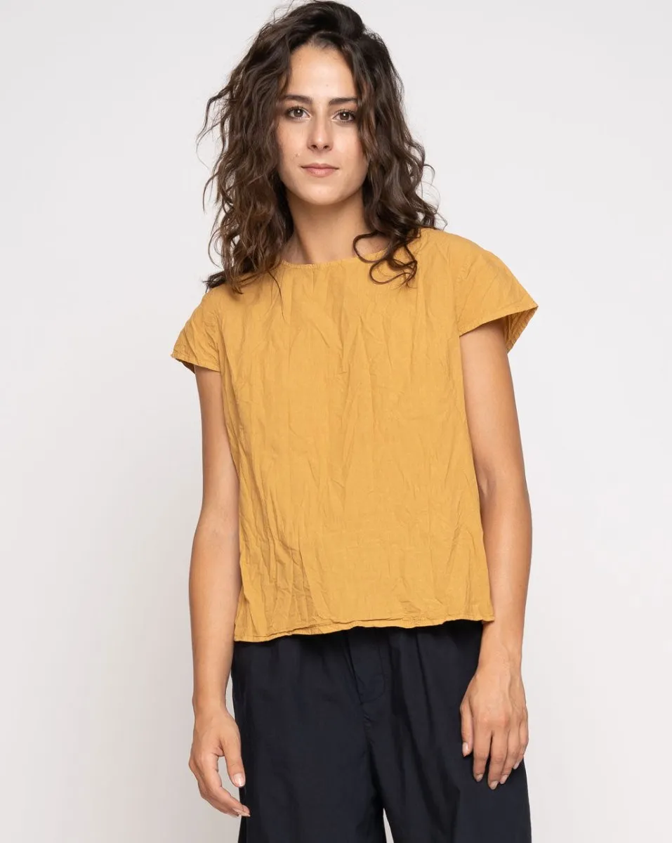 Organic Crinkle Cap Sleeve Top