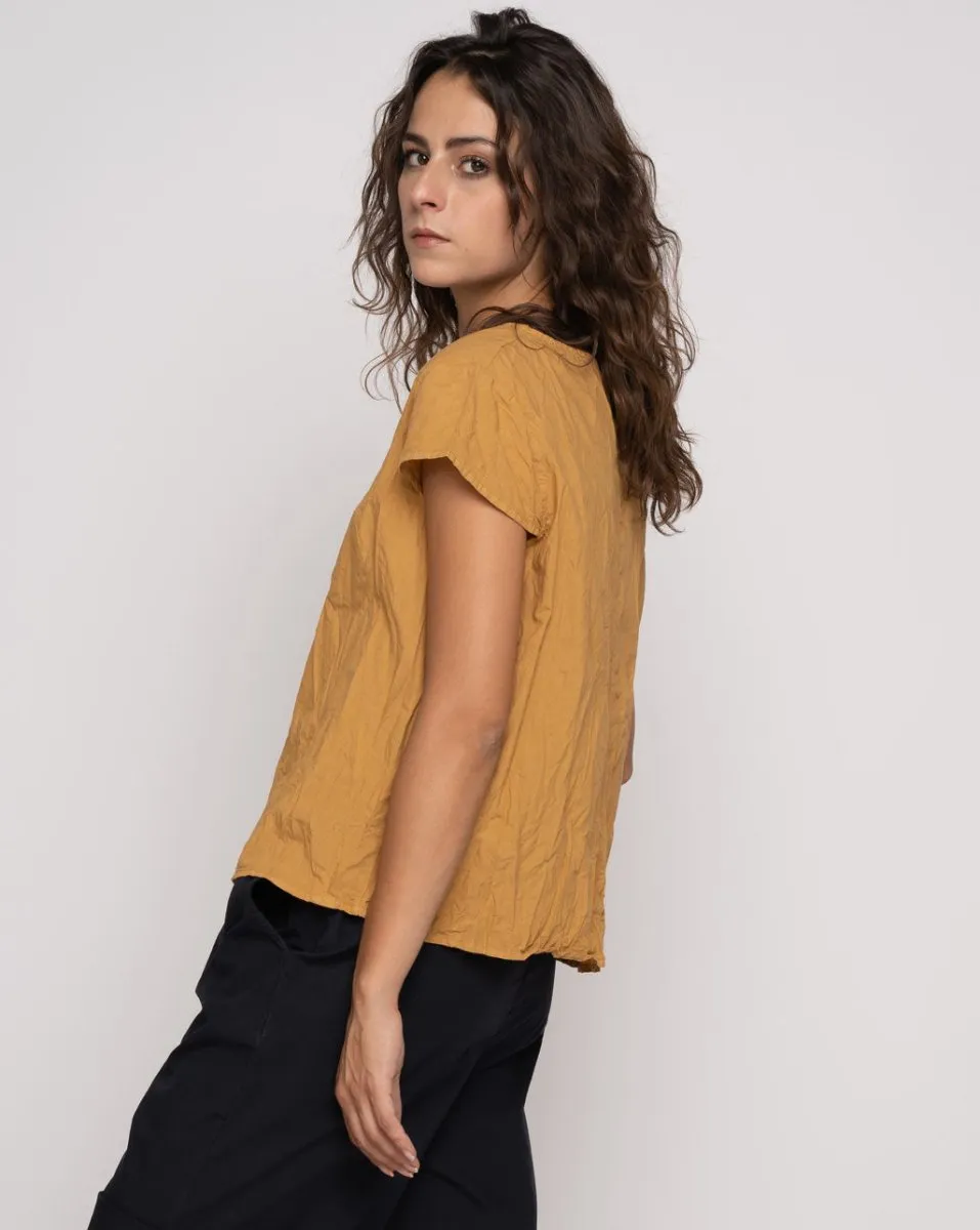 Organic Crinkle Cap Sleeve Top