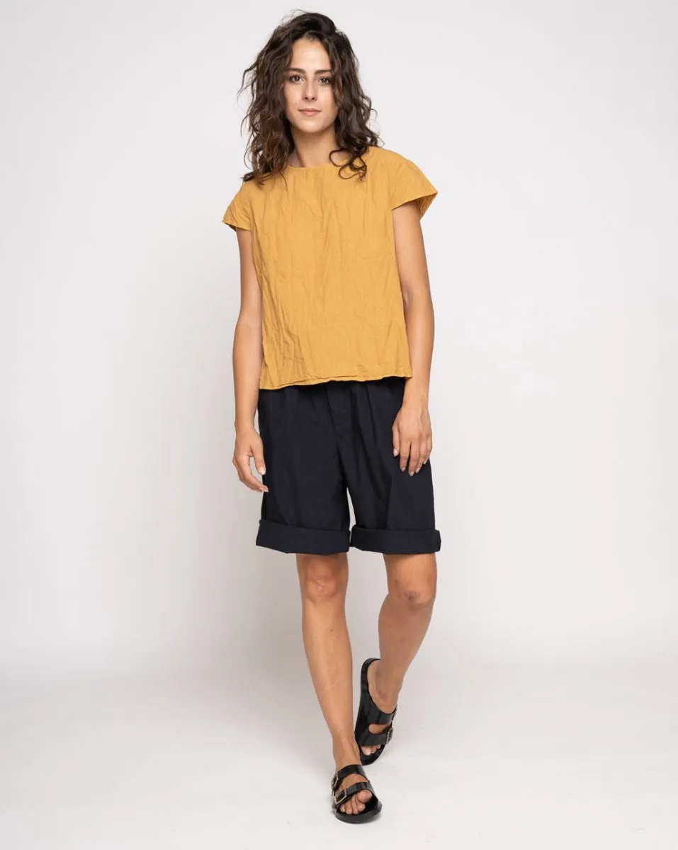 Organic Crinkle Cap Sleeve Top