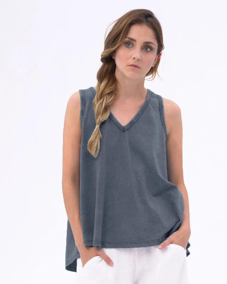 Organic Stonewashed Simple V-neck Tank Top