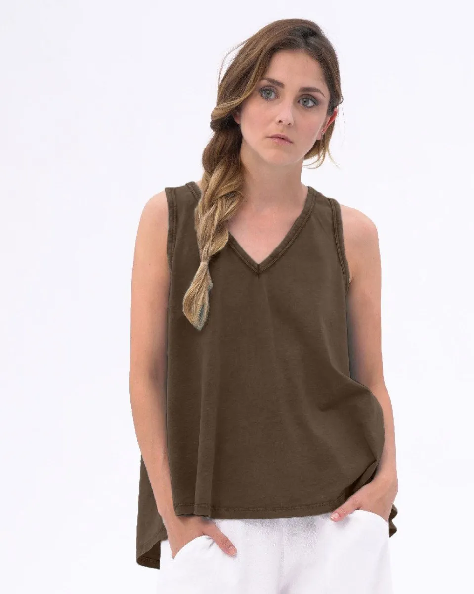Organic Stonewashed Simple V-neck Tank Top