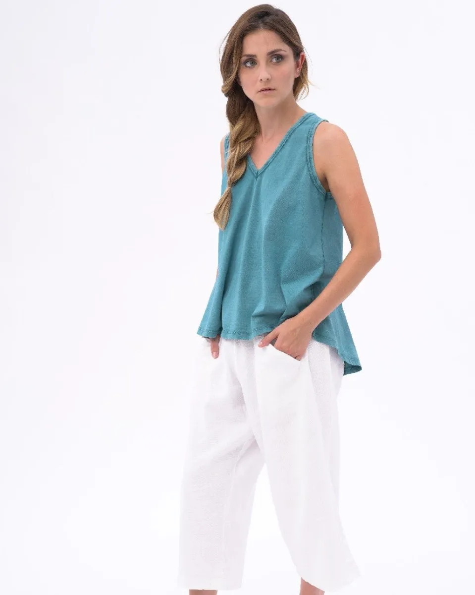 Organic Stonewashed Simple V-neck Tank Top