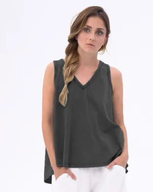 Organic Stonewashed Simple V-neck Tank Top