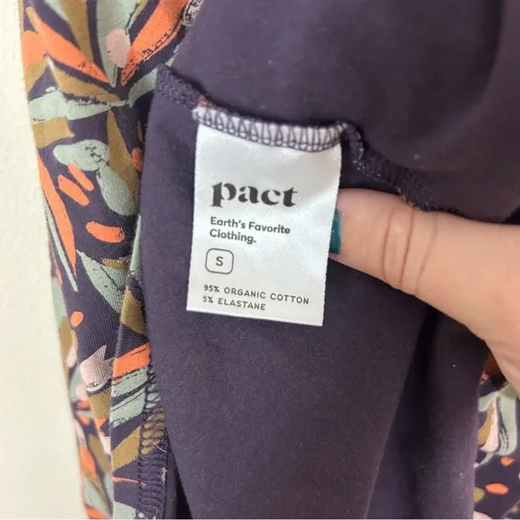 Pact Short Sleeve Black Patterned Open Back Sustainable Fashion Dress SIZE SMALL