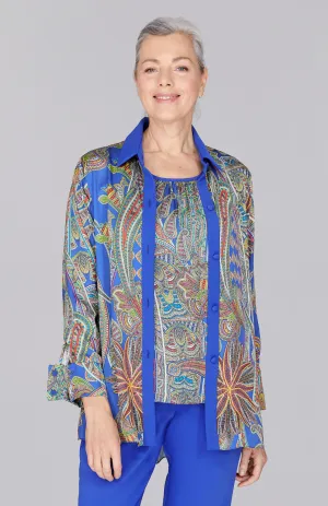Paisley Print Collared Button Down w/ Side Tab