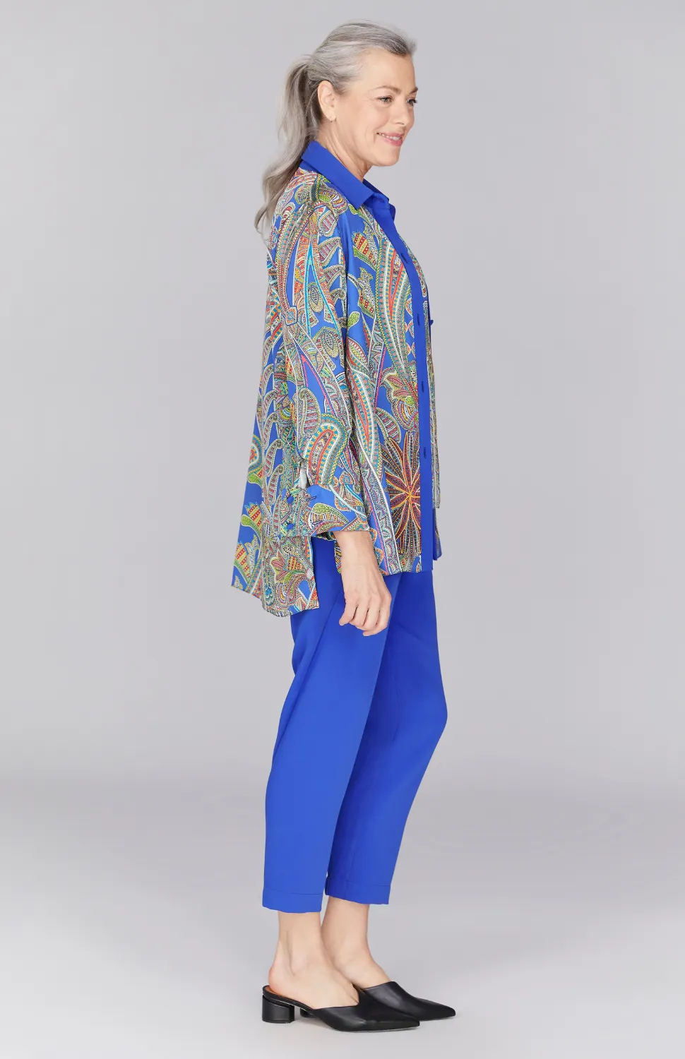 Paisley Print Collared Button Down w/ Side Tab