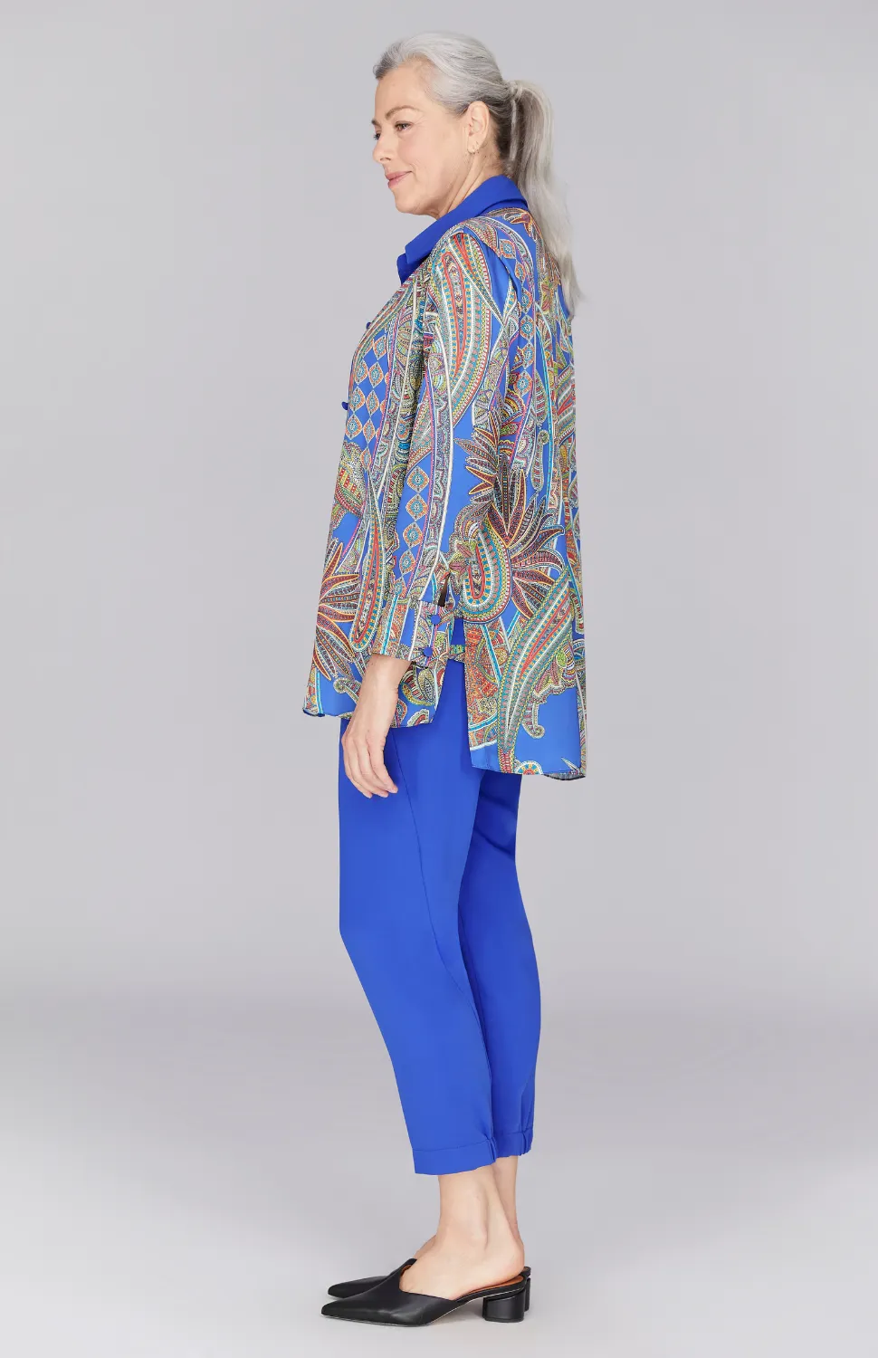 Paisley Print Collared Button Down w/ Side Tab