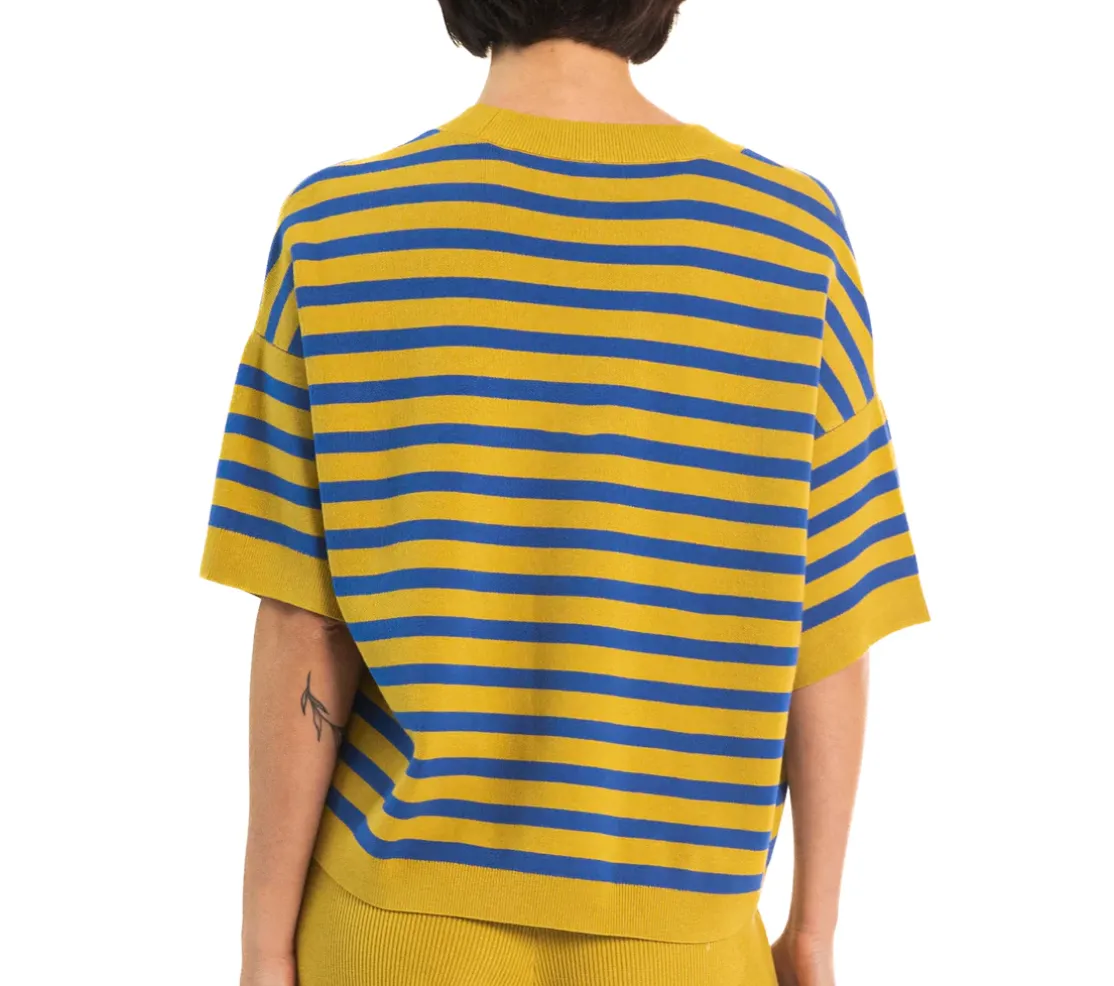 Paper Label Striped V-Neck Blouse