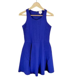 Parker Women's Fay Ponte Knit Fit &amp; Flare Skater Mini Dress Royal Blue S Small